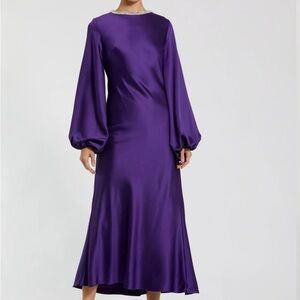 SOLD Mac Duggal High Neck Long Sleeve Crystal Detail Dress